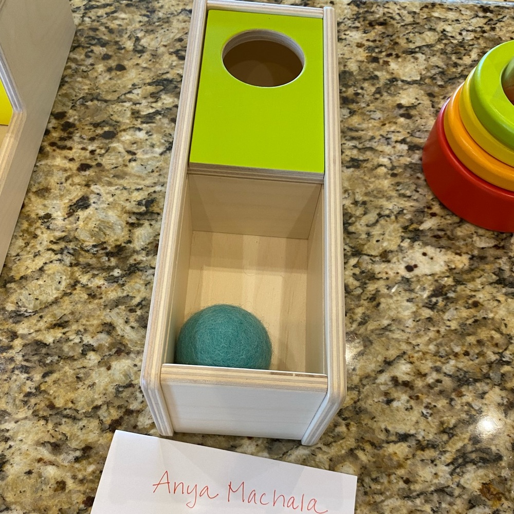 Lovevery ball slide box with felt ball